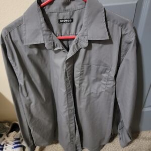 Large Gray Mens Dress Shirt by George